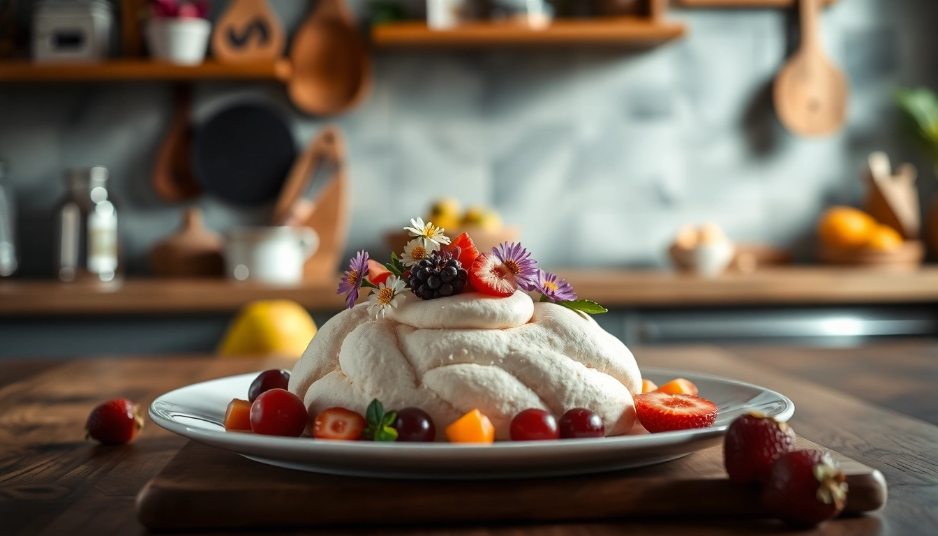 Maak een heerlijke mousseline crème dessert met kleurrijke vruchten en bloemen.