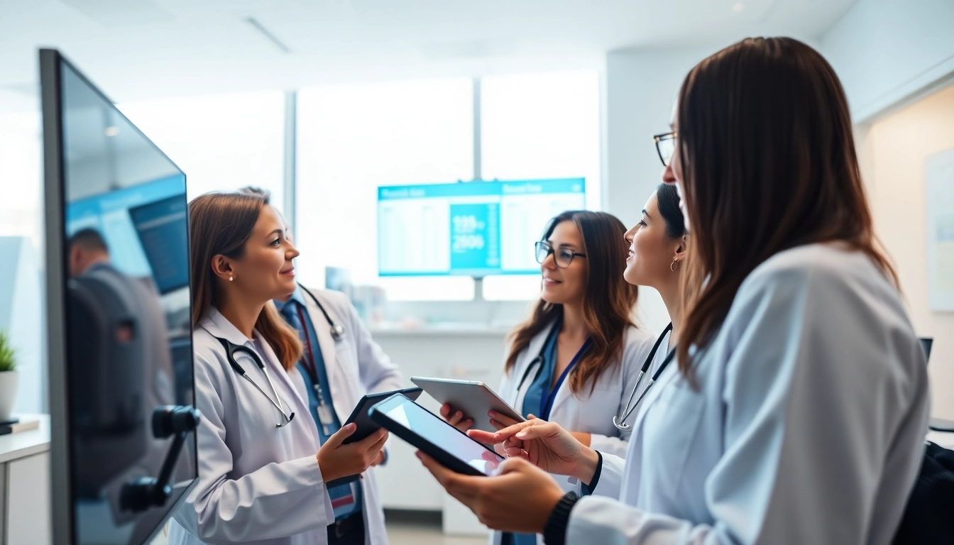 Collaborative healthcare team strategically integrating eprescribing systems in a modern medical office.